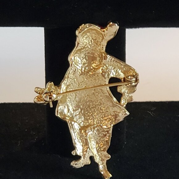 Vintage Santa Claus Christmas Enamel Brooch Pin with Gold Tone RARE - Picture 5 of 8